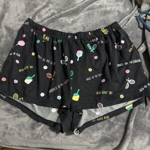 Playful Black Women's Pajama Shorts